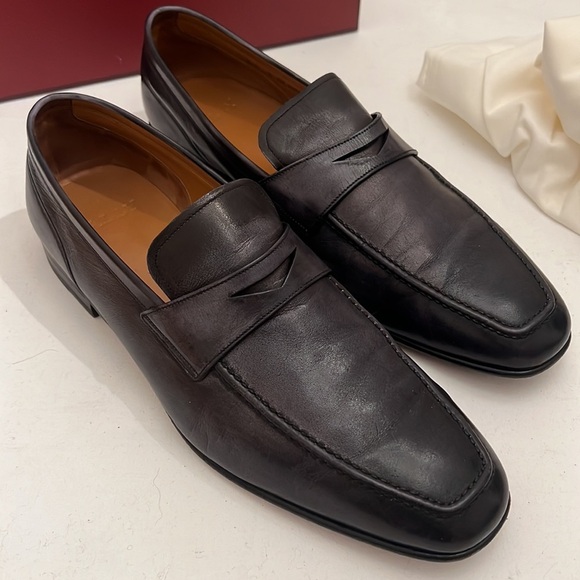 Mens BALLY Dark Grained Gray Slip on Loafer Shoes 9 1/2 - Picture 3 of 16
